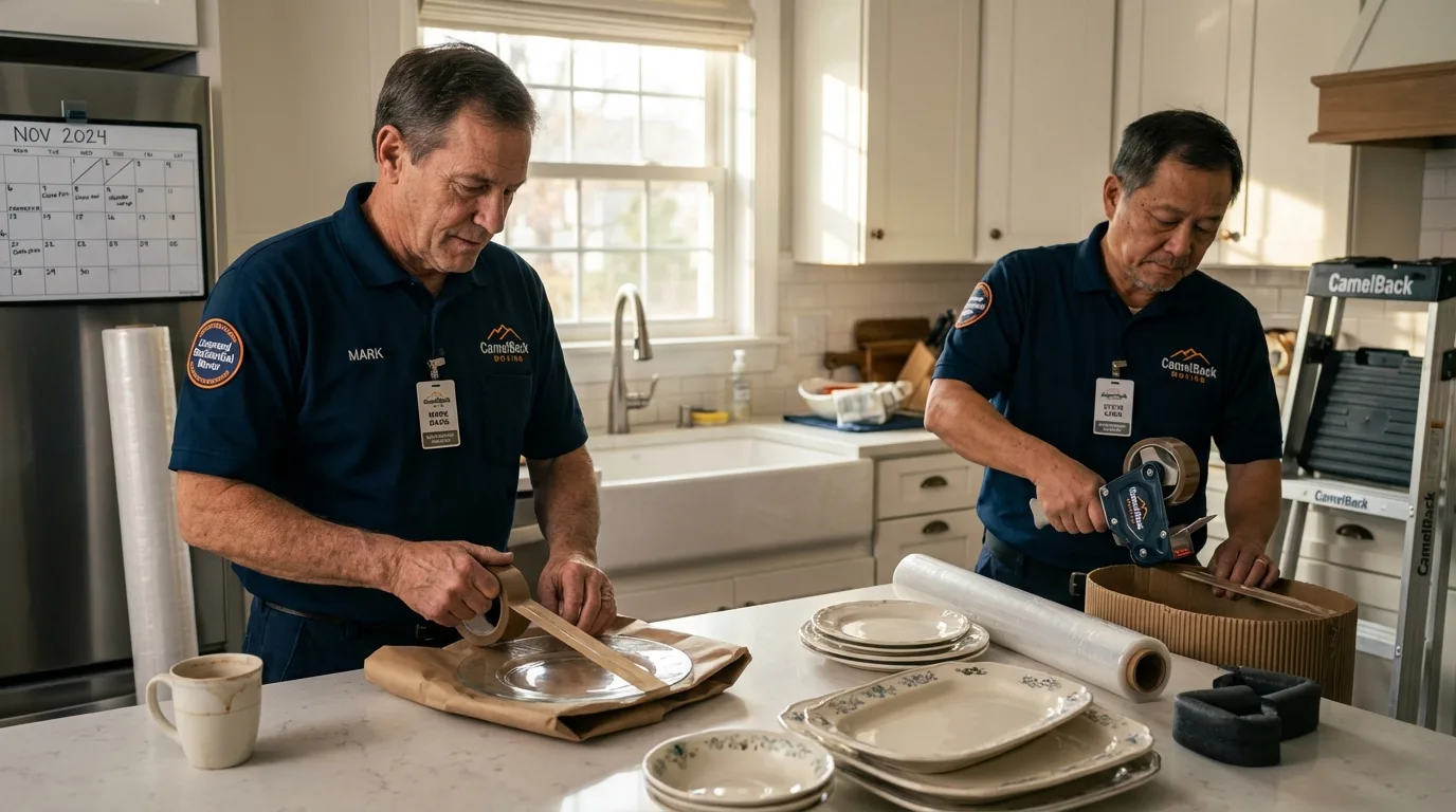 Professional crew packing kitchen dishware in Mays Landing, NJ