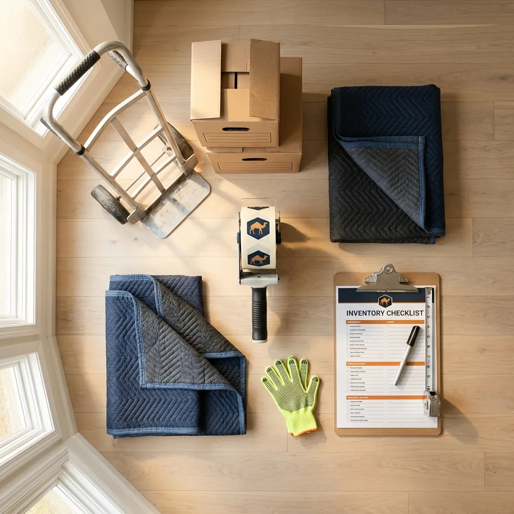 Professional moving supplies and packing materials layout for Mays Landing residential relocations